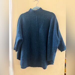 Blue flecked mock neck poncho sweater from the brand LOFT, MP